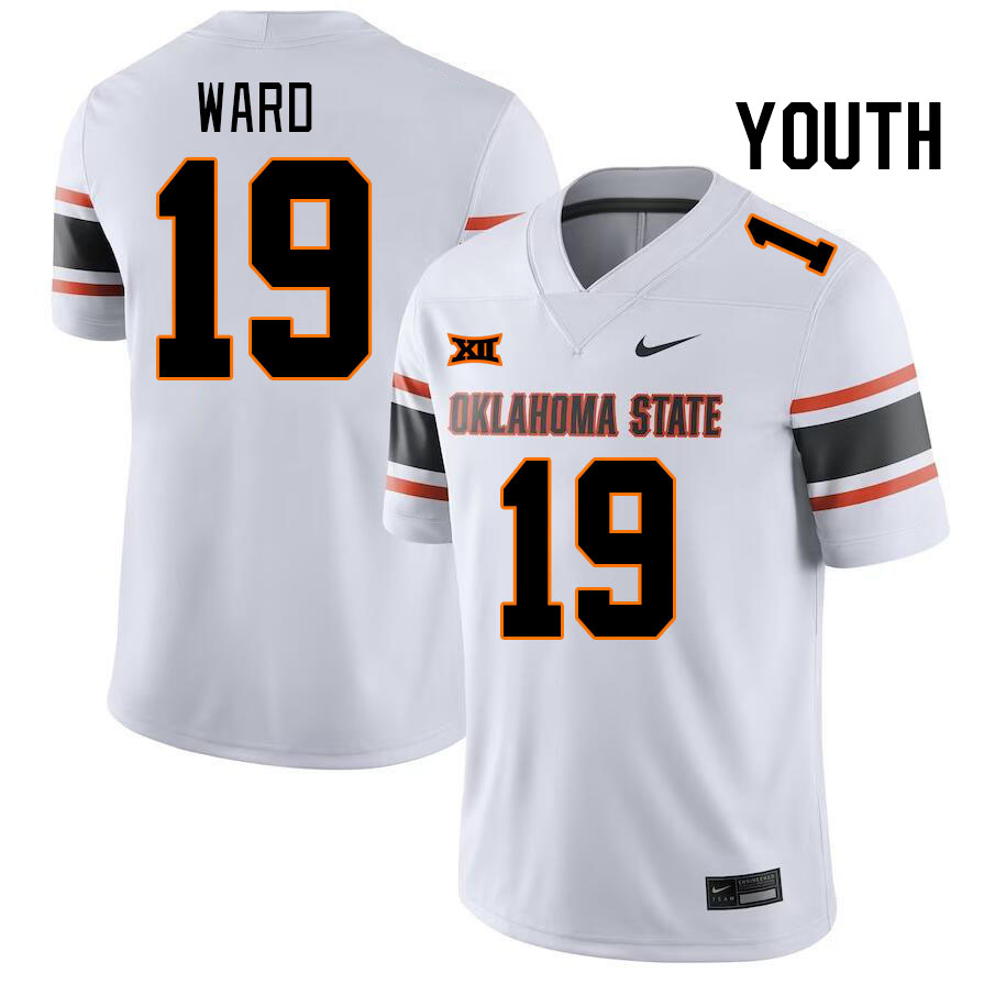 Youth #19 Logan Ward Oklahoma State Cowboys College Football Jerseys Stitched-White